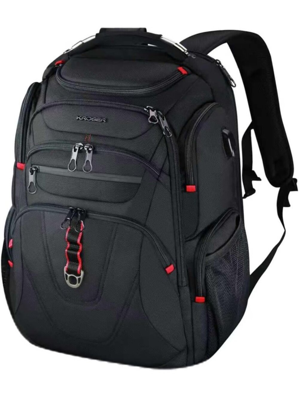 Water-Repellent Travel Laptop Backpack 17.3” XL, RFID Pockets, USB Port, College